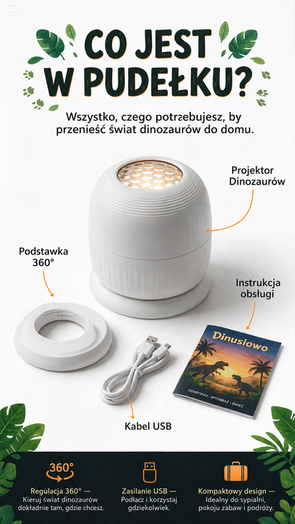 Dinusiowo – obrotowy projektor nocny dla dzieci